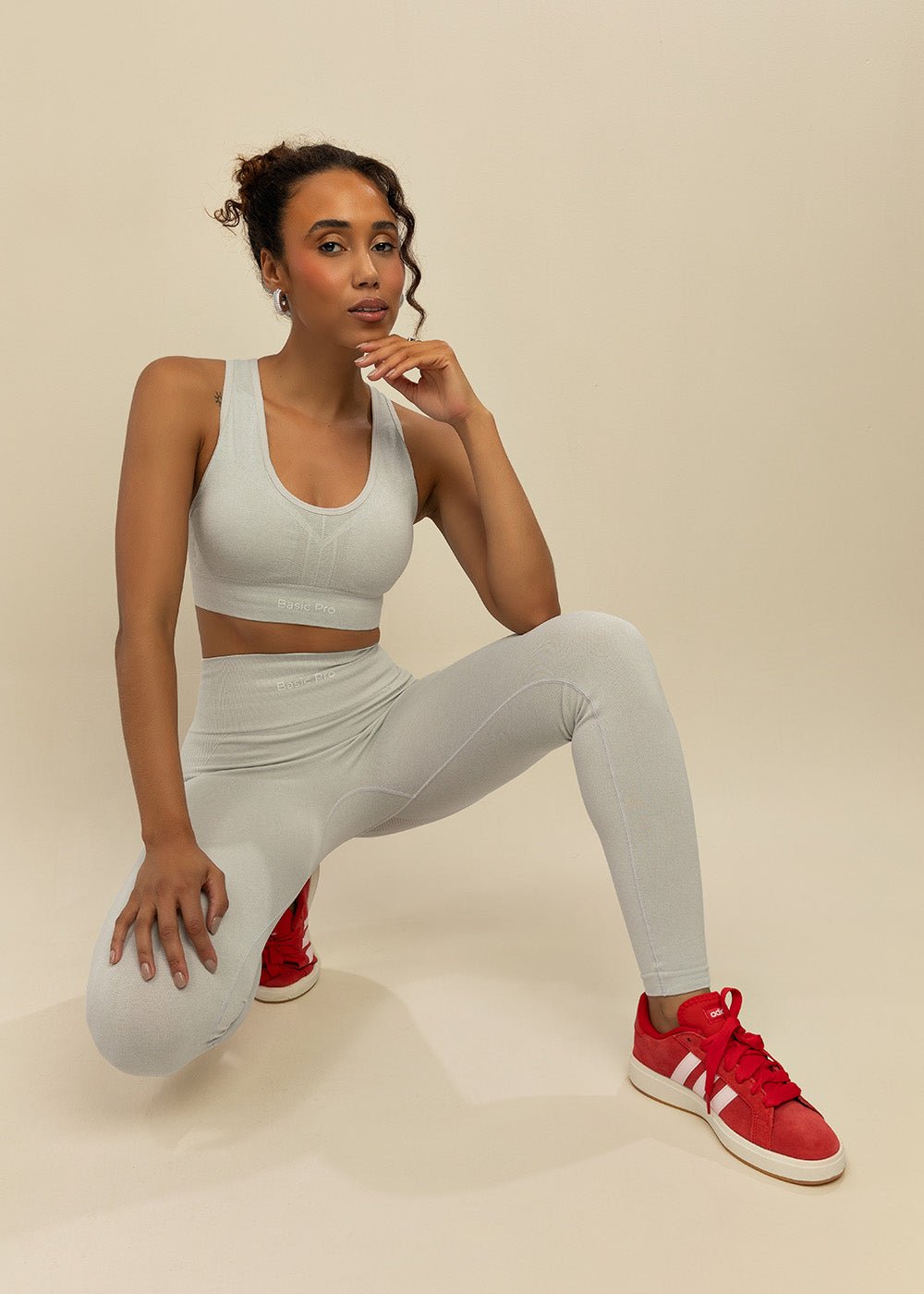 Conjunto Legging e Top Nadador Mescla Cinza