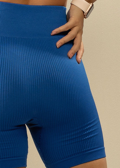 Short Fitness Canelado Azul - Logo Símbolo