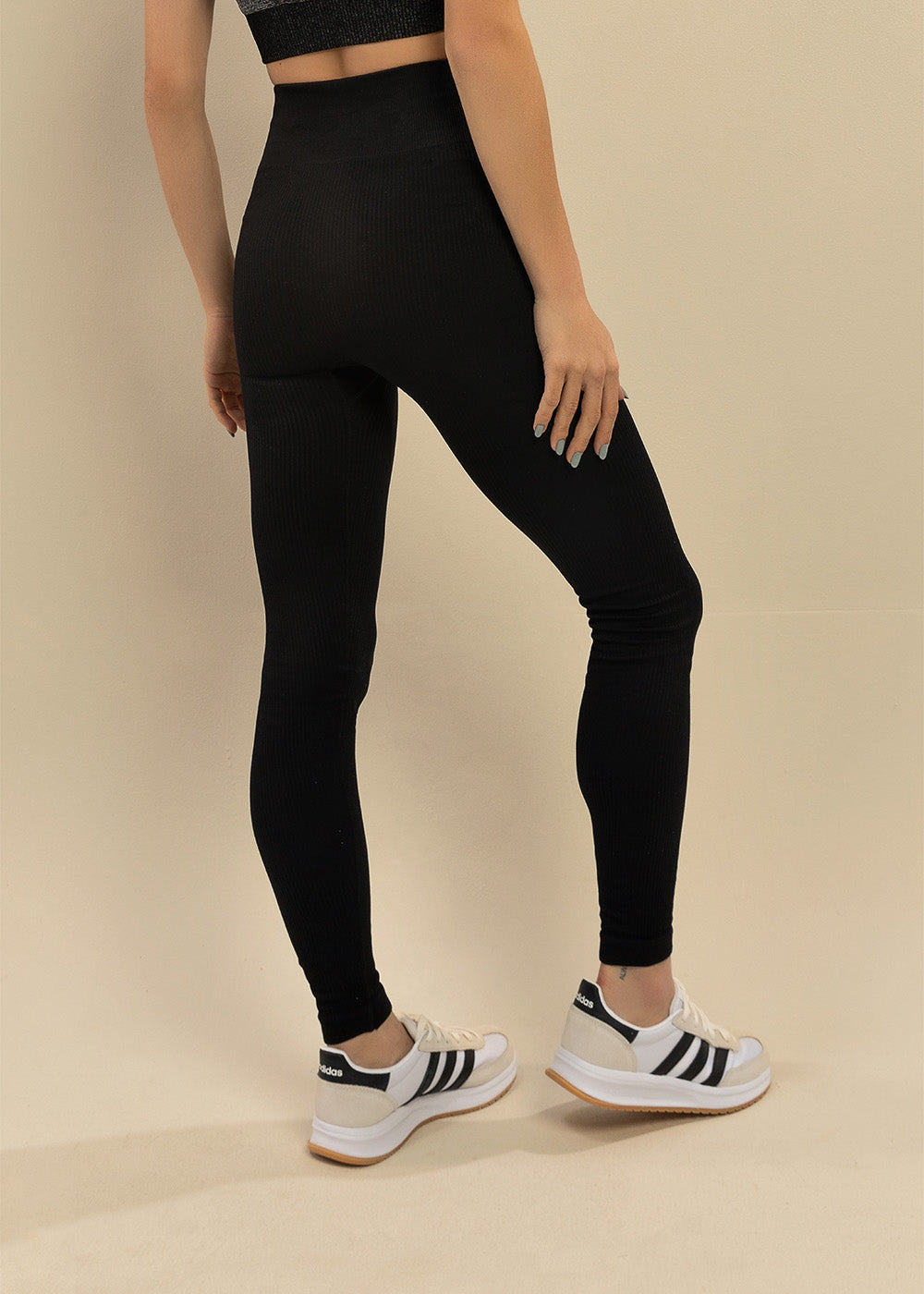 Legging Poliamida Canelada Preto - Logo Símbolo