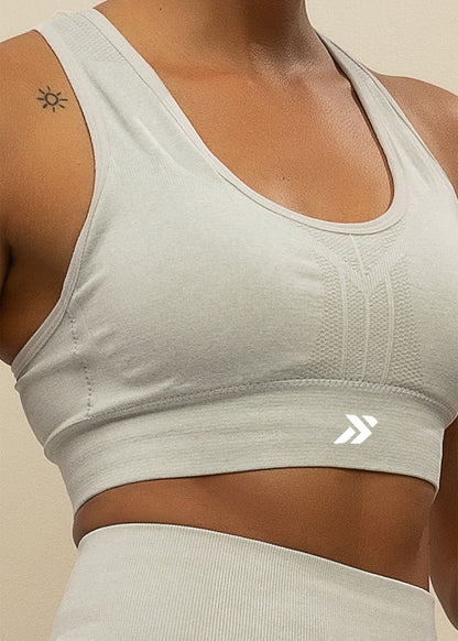 Conjunto Legging e Top Nadador Mescla Cinza Logo Símbolo