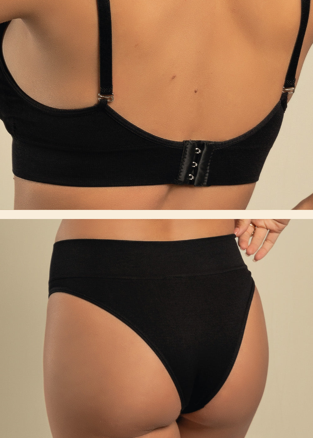 Kit Top Sutiã Alça Fina e Calcinha Tanga com Costura