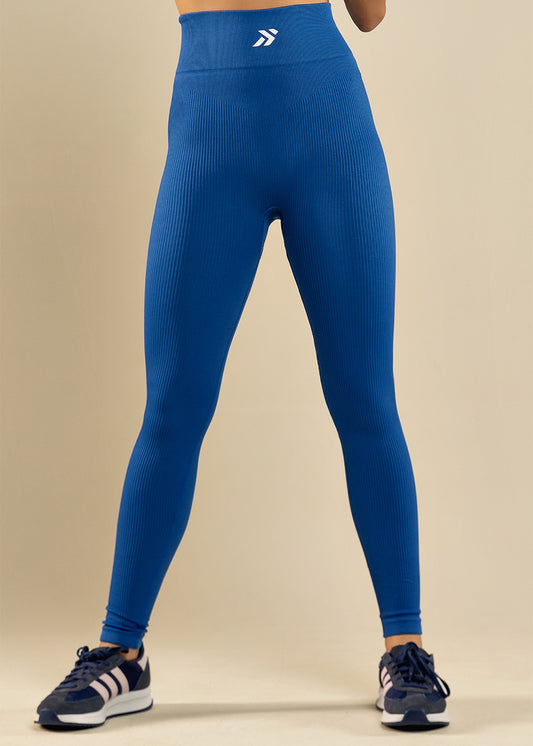 Legging Poliamida Canelada Azul - Logo Símbolo
