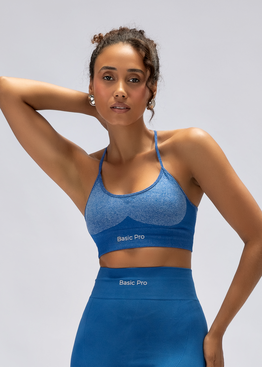 Top Poliamida Mescla Alças Cruzadas com Bojo Removível Azul