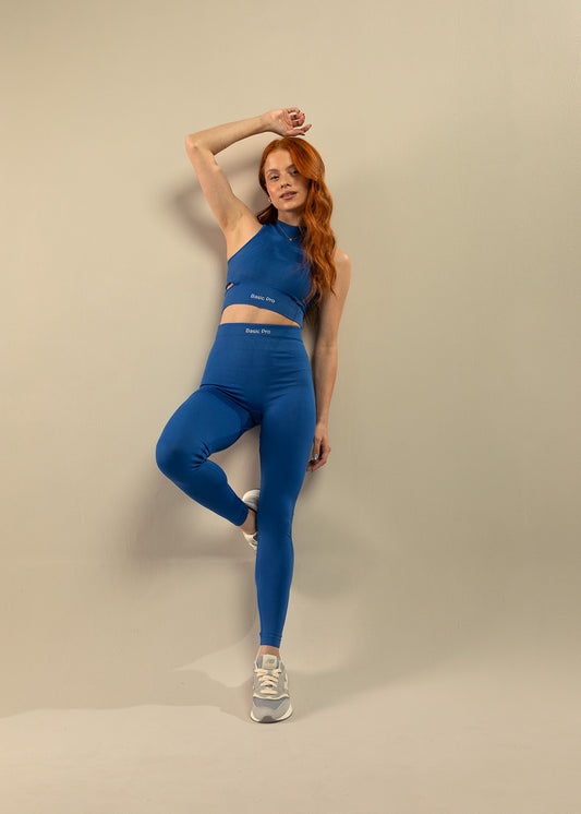 Conjunto Legging e Top Recorte Lateral Azul