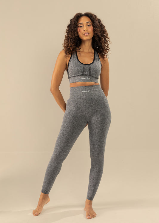 Conjunto Legging e Top Nadador Mescla Preto