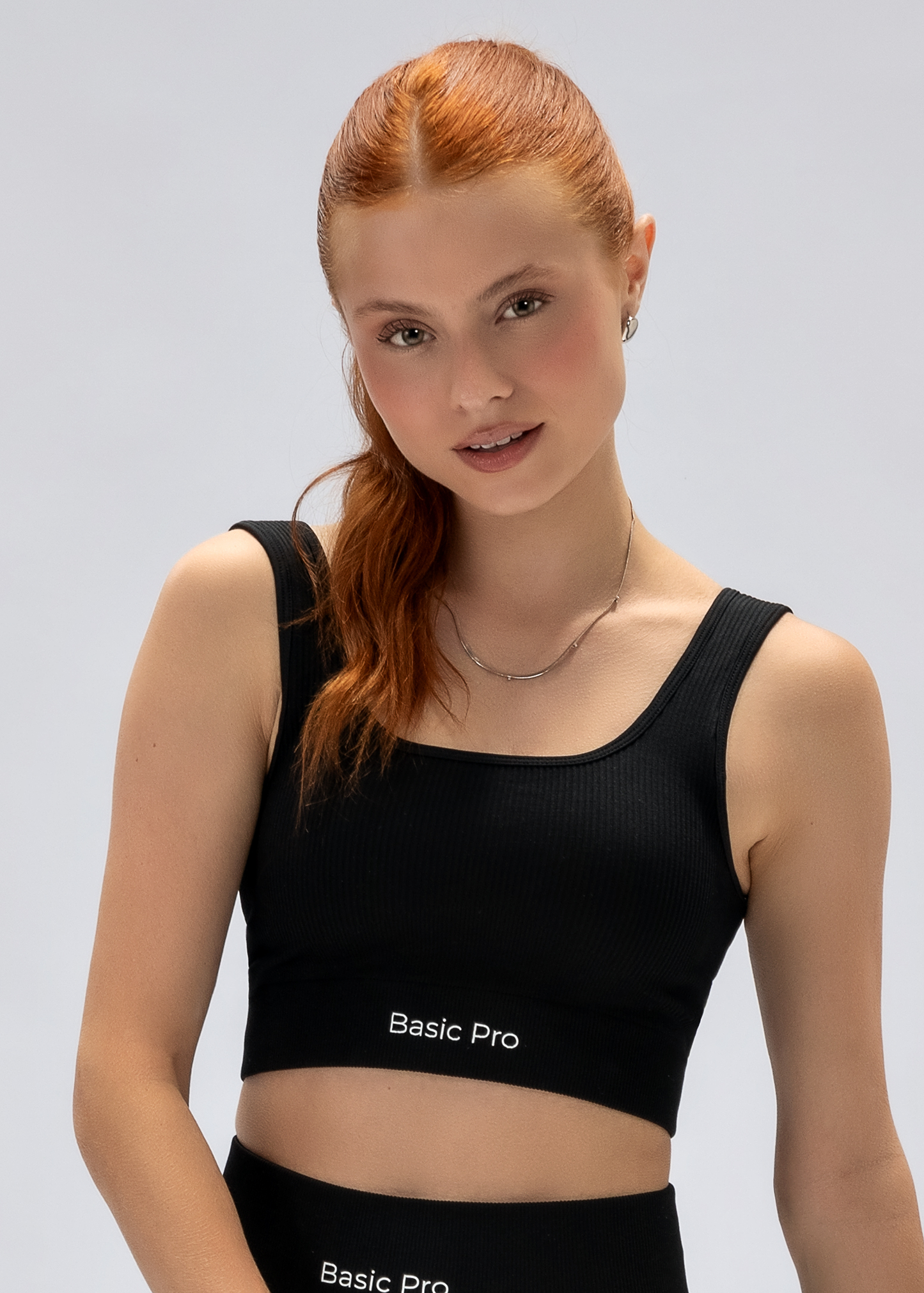 Top Poliamida Canelado Preto