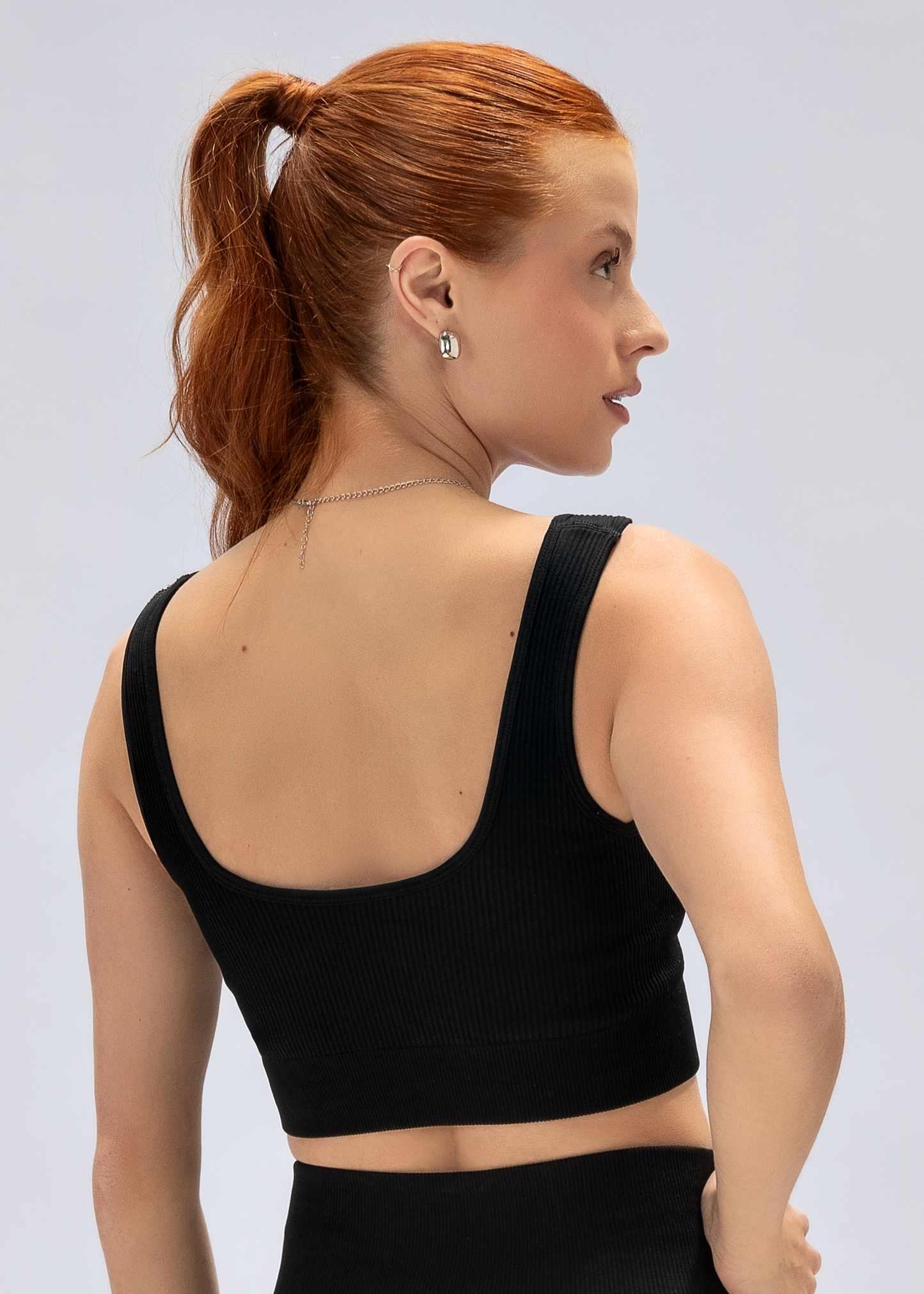 Top Poliamida Canelado Preto