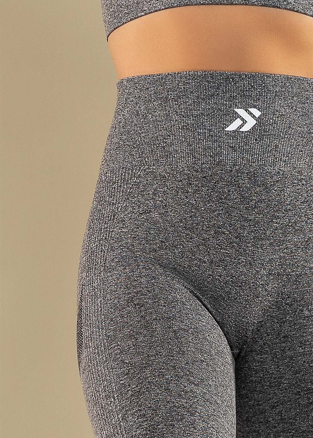 Conjunto Legging e Top Nadador Mescla Preto Logo Símbolo