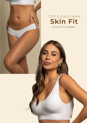 Kit Top Alça Larga e Calcinha Fio Sem Costura