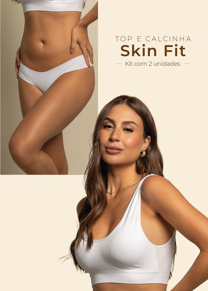Kit Top Alça Larga e Calcinha Fio Sem Costura
