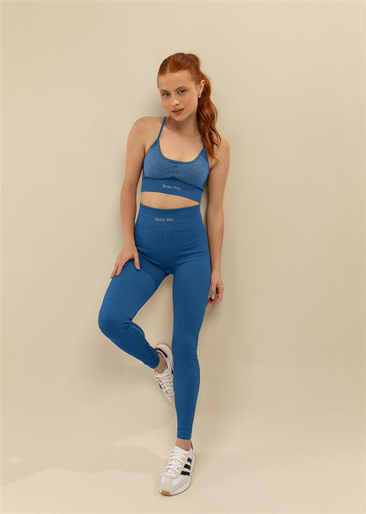 Conjunto Legging e Top Alças Cruzadas Azul
