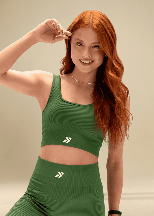 Top Poliamida Canelado Verde - Logo Símbolo