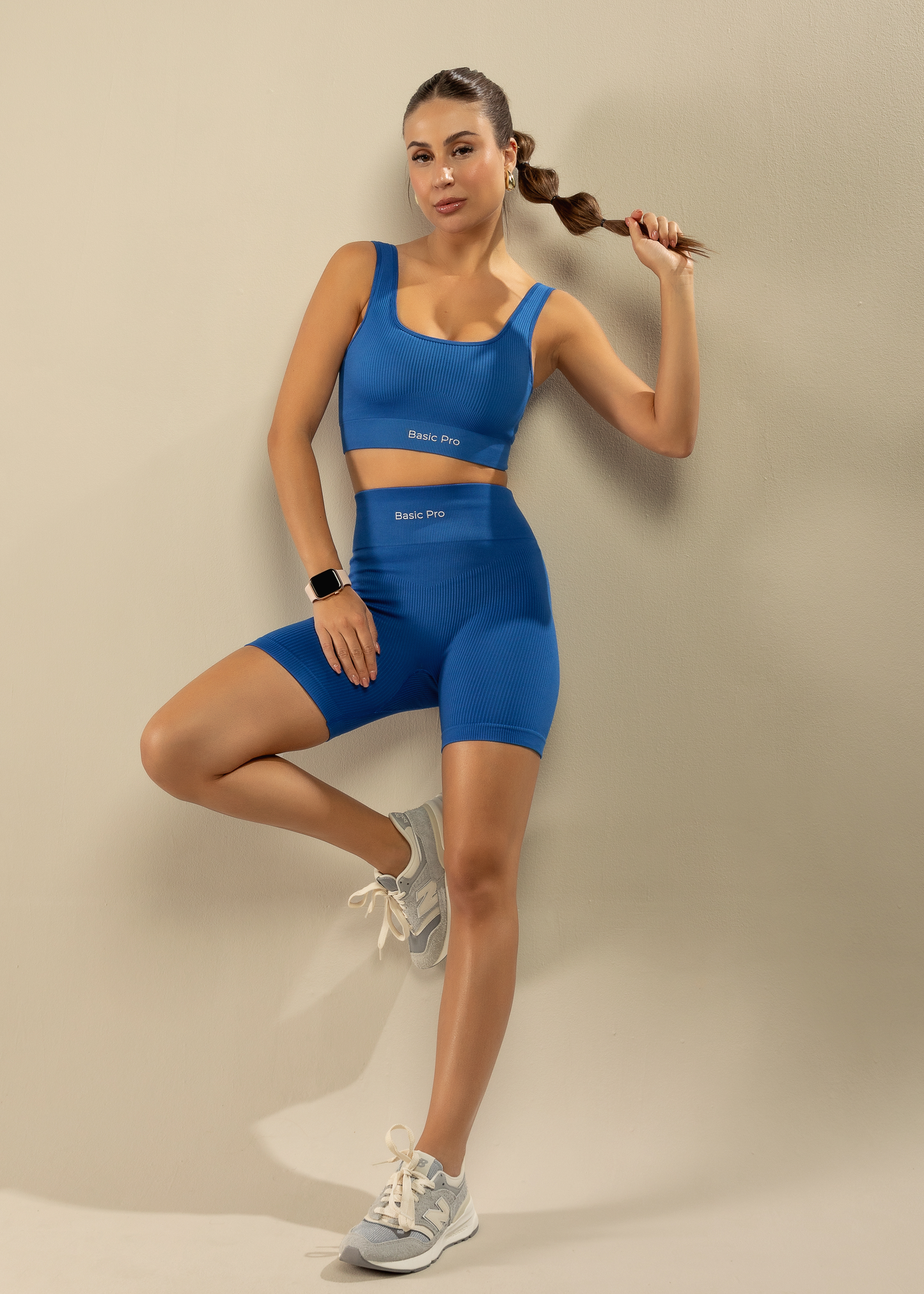 Conjunto Short Canelado e Top Canelado Azul