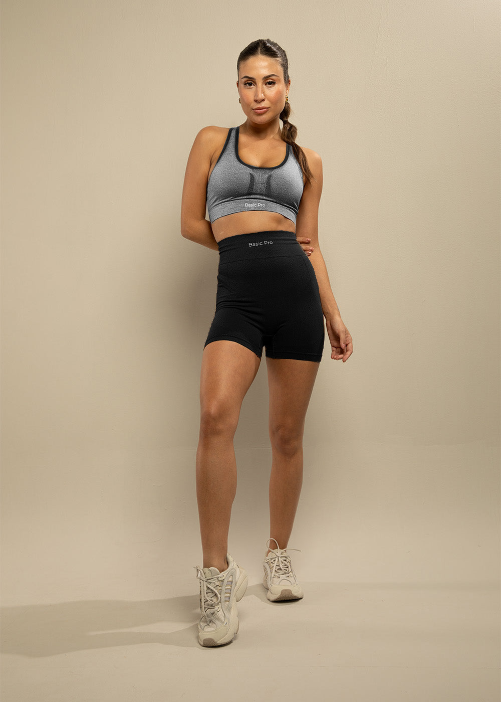 Conjunto Short Modelador e Top Nadador Preto