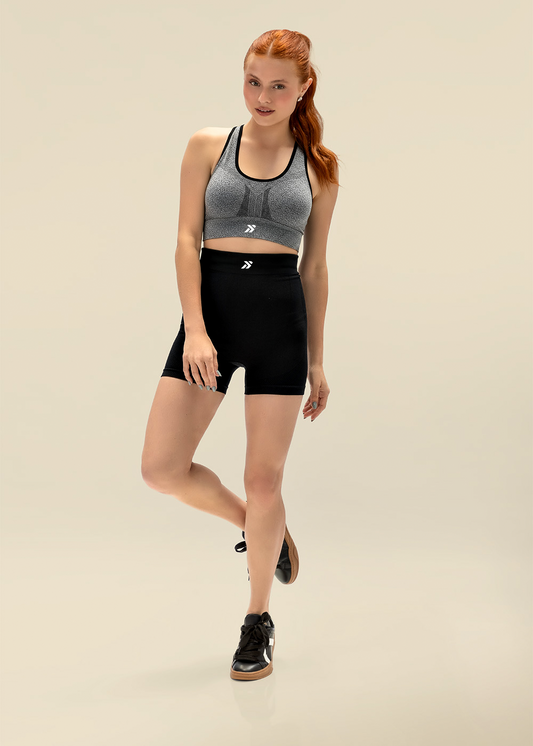 Conjunto Short Modelador e Top Nadador Preto - Logo Símbolo