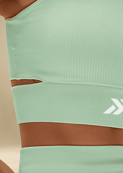 Conjunto Legging e Top Recorte Lateral Verde Logo Símbolo